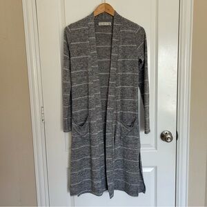 Abercrombie & Fitch Women's Gray Striped Open Front Long Cardigan XS‎